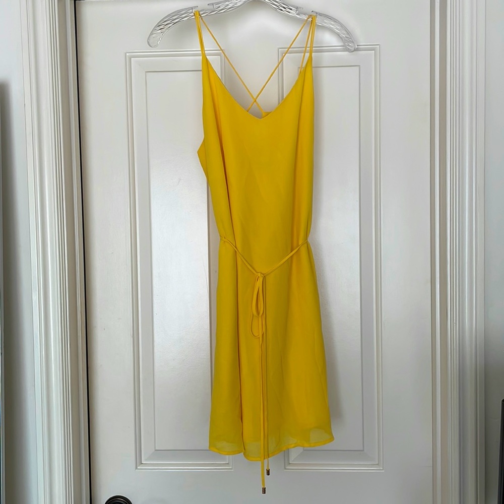 Yellow lined cocktail dress